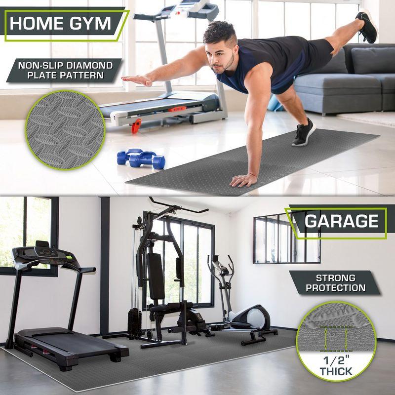 ProsourceFit Exercise Puzzle Mat 1/2-in, Grey, 144 Sq Ft - 36 Tiles