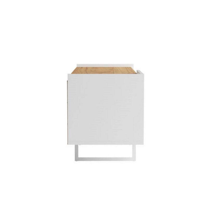 Winston TV Stand for TVs up to 50" White/Cinnamon - Manhattan Comfort: Mid-Century Design, Open & Concealed Shelving
