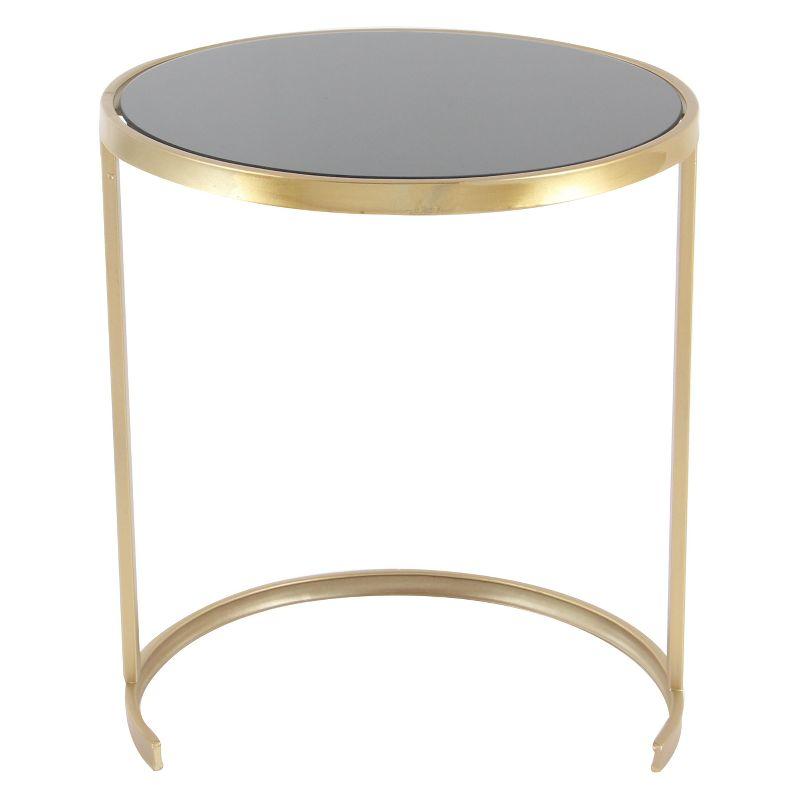 Elegant Gold Metal and Mirrored Glass Round Nesting Tables, Set of 3