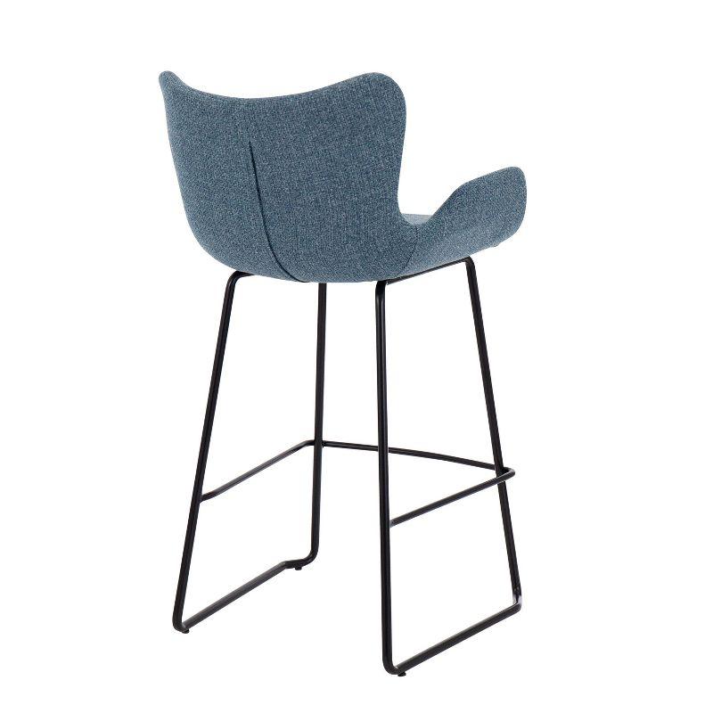 Set of 2 Tara Counter Height Barstools Black/Blue - LumiSource: Modern Upholstered, Metal Base, 250lb Capacity