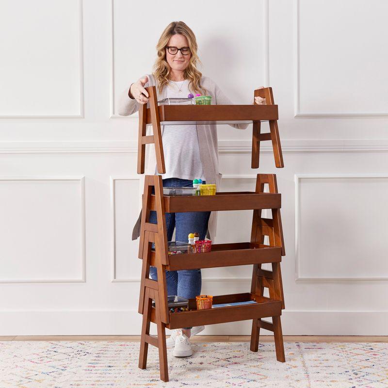 Dark Walnut Adjustable Stacking Shoe Organizer