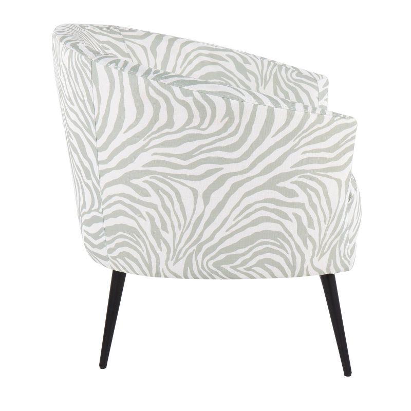 Chic Barrel Velvet Accent Chair in Light Green Zebra & Black