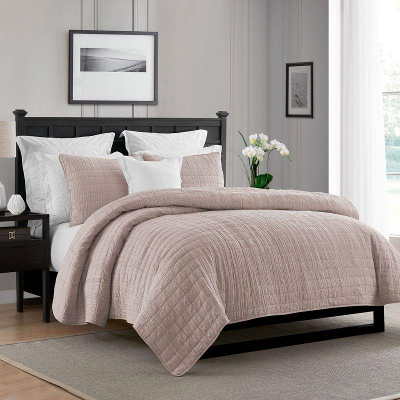 Swift Home Ultra Soft Crinkle Washed Microfiber 3-Piece Quilt Set