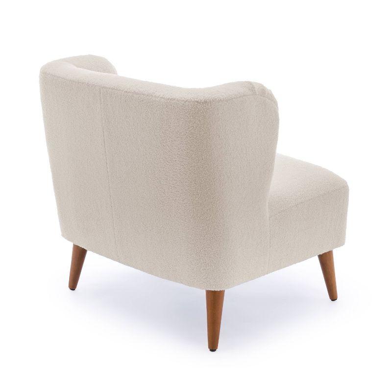 Comfort Pointe Vesper Boucle Accent Chair Milky White: Armless, Wingback, Wood Legs, Foam Cushion
