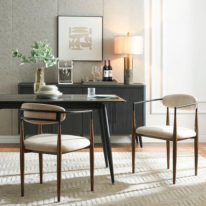 Christopher Knight Home Judith Upholstered Iron Dining Chair (Set of 2), Beige and Black and Gold