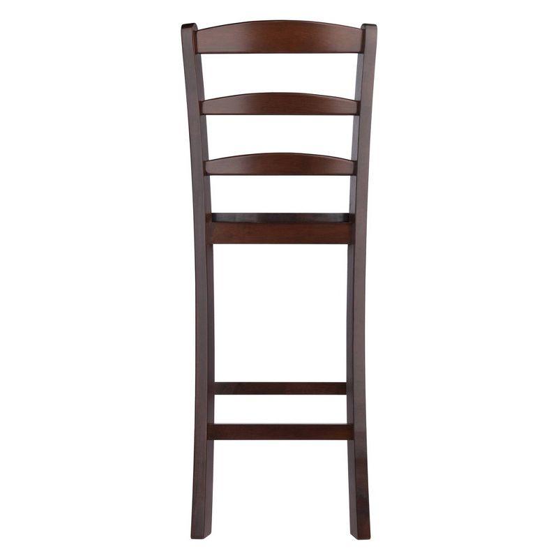 Set of 2 Ladder Back 24" Counter Height Barstool Hardwood/Walnut - Winsome: Solid Wood, Unupholstered, Antique Finish