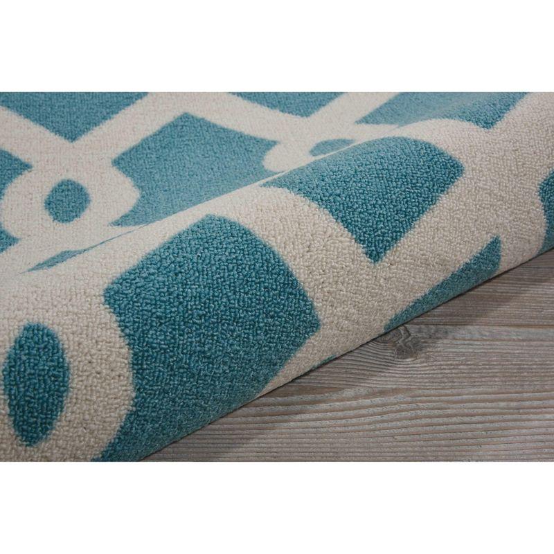 Easterly Geometric Blue and White Outdoor Square Rug