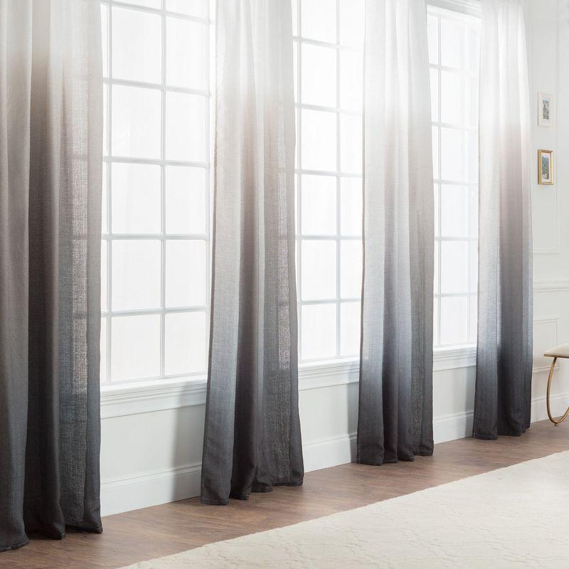 Chanasya 2pk Gradient Ombre Faux Belgian Flax Semi Sheer Window Curtain Panels - Set of 2