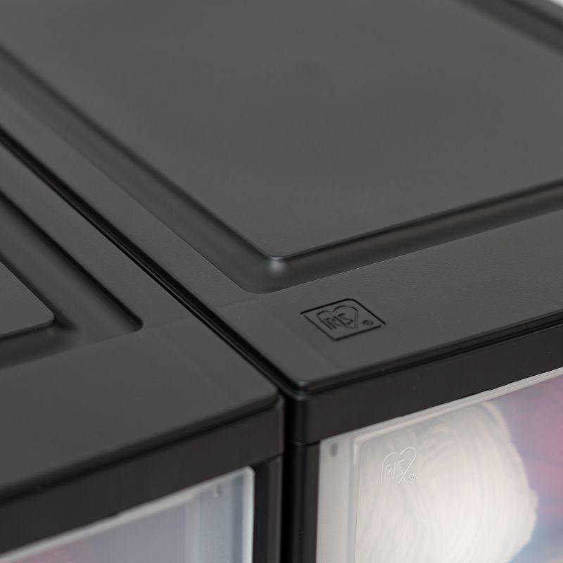 IRIS USA 6 Qt. Stackable Storage Drawer,8 Pack, Plastic Drawer Organizer with Clear Doors for Pantry, Black