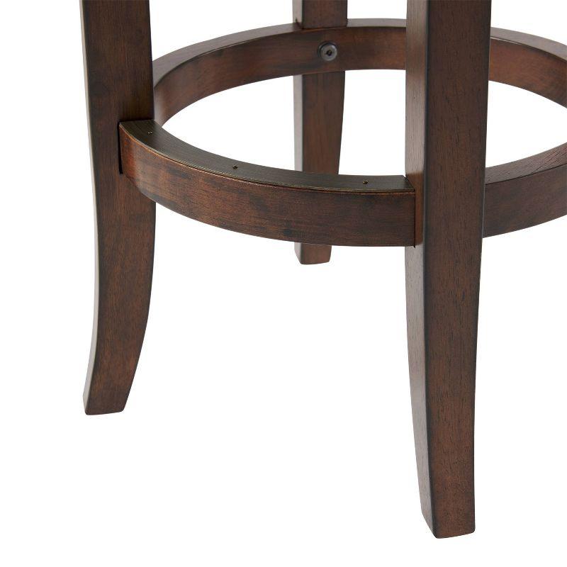 Distressed Walnut 24.5" Backless Counter Stool with Linen Upholstered Seat