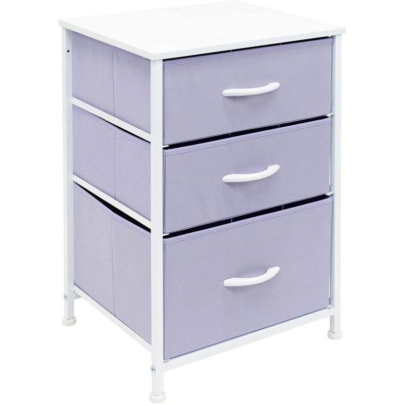 Sorbus Pastel Purple 3-Drawer Nightstand with Steel Frame and Wood Top