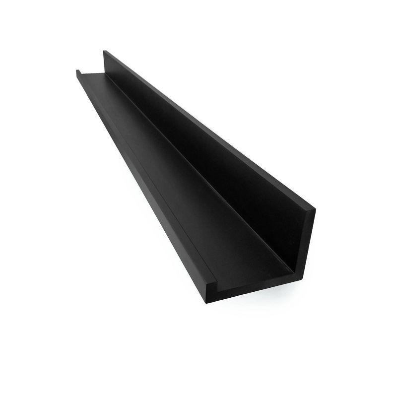 60" Picture Ledge Wall Shelf Black - InPlace: Modern Floating Photo Display, Wood Composite, Includes Mounting Hardware