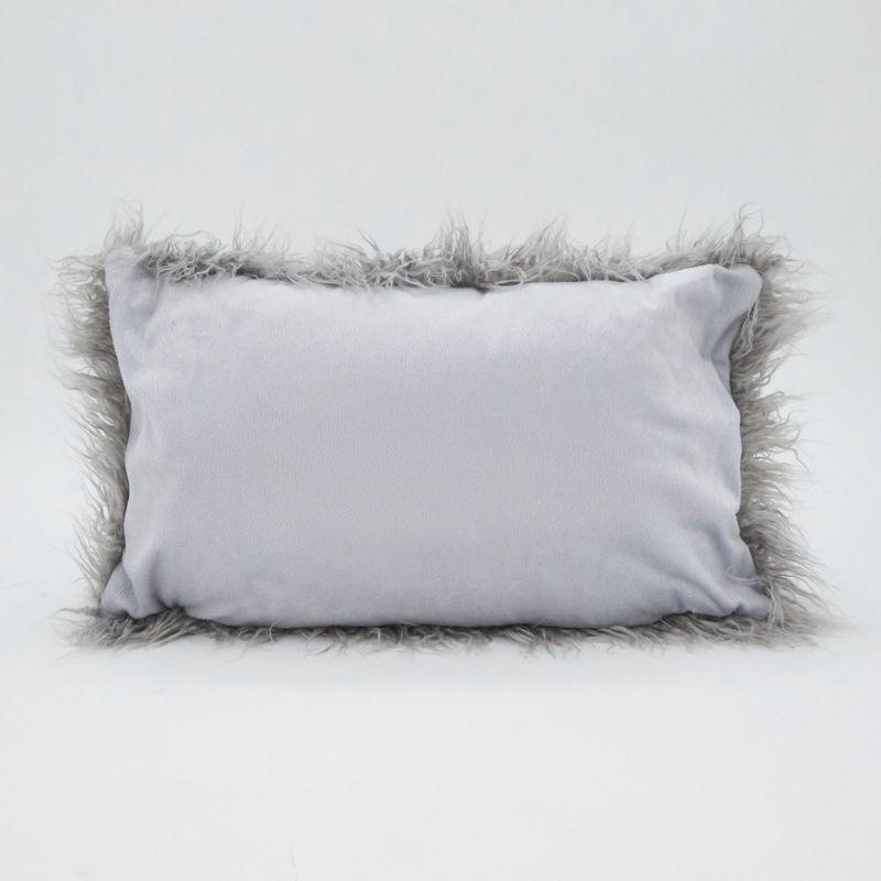 Poly Filled Faux Mongolian Fur Throw Pillow - Saro Lifestyle