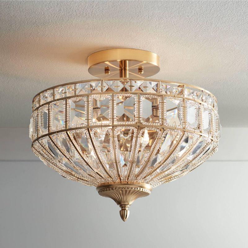 Vintage Elegance 18" Gold Crystal Bowl Ceiling Light