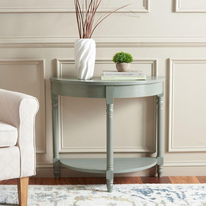 Ash Gray Wood Demilune Hallway Table with Storage