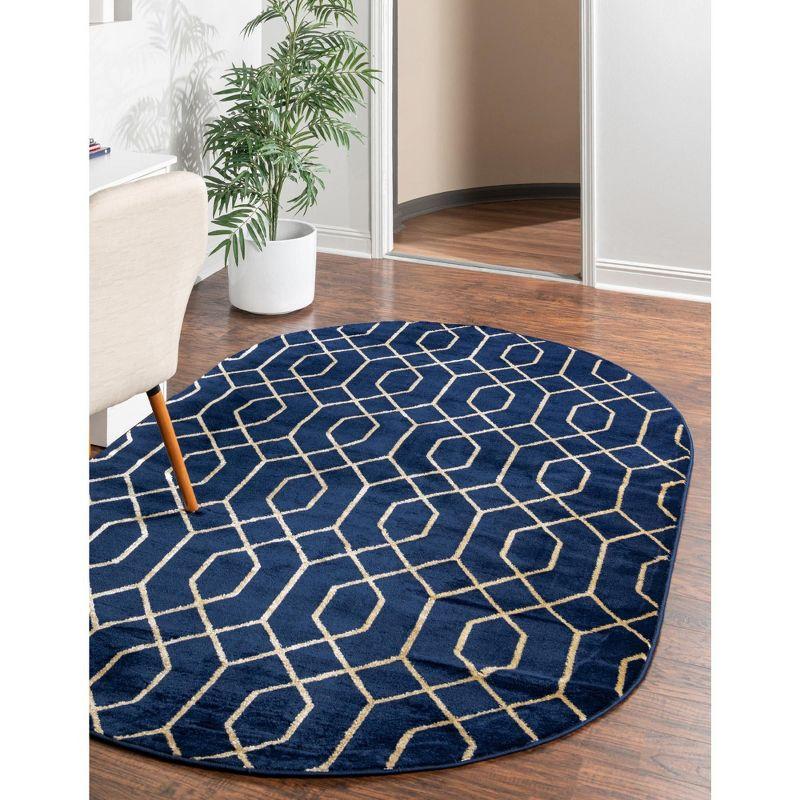 Glam Navy Blue Gold Area Rug