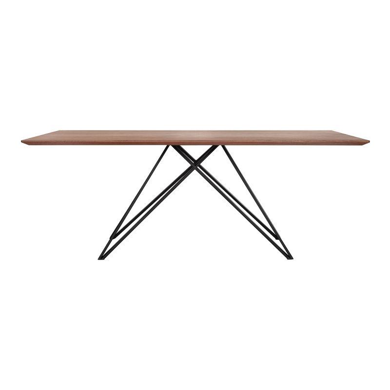 Modena Contemporary Dining Table Walnut - Armen Living: Steel Frame, 6-Person, Non-Extension