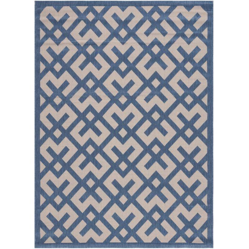 Courtyard CY6915 Power Loomed Indoor and Outdoor Area Rug - Beige/Blue - 6'7"x9'6" - Safavieh