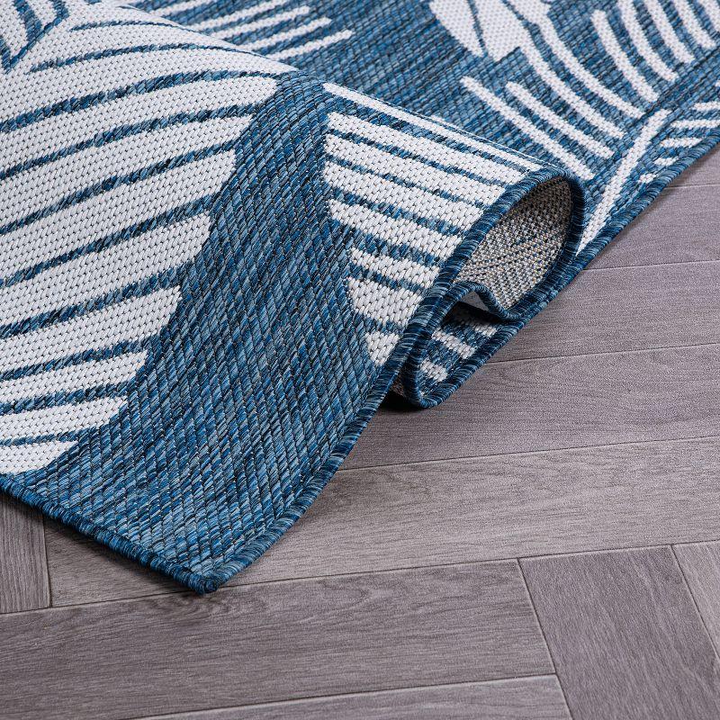 World Rug Gallery Distressed Palm Leaves Textured Flat Weave Indoor/Outdoor Area Rug - NAVY 7'10"X10'
