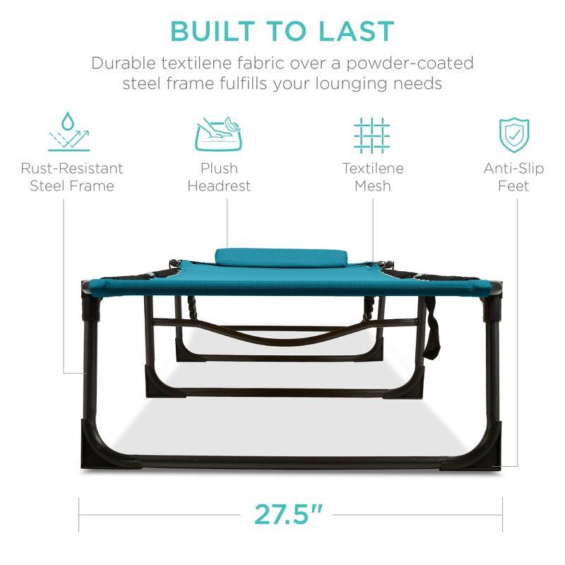 Best Choice Products Patio Chaise Lounge Chair, Outdoor Portable Adjustable Pool Recliner w/ Pillow - Peacock