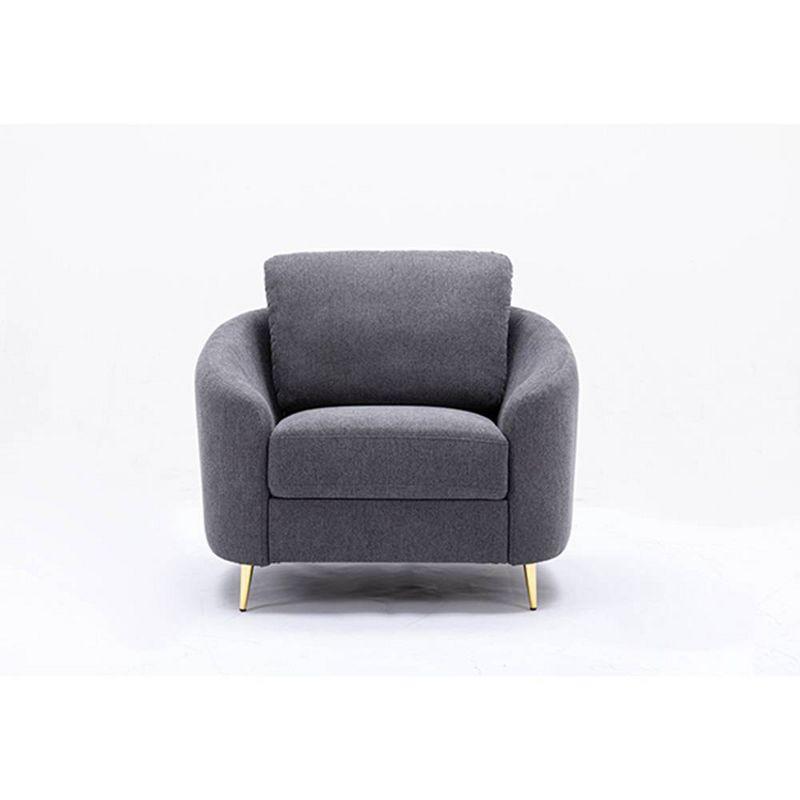 Yuina Gray Leather and Wood Accent Chair with Metal Legs