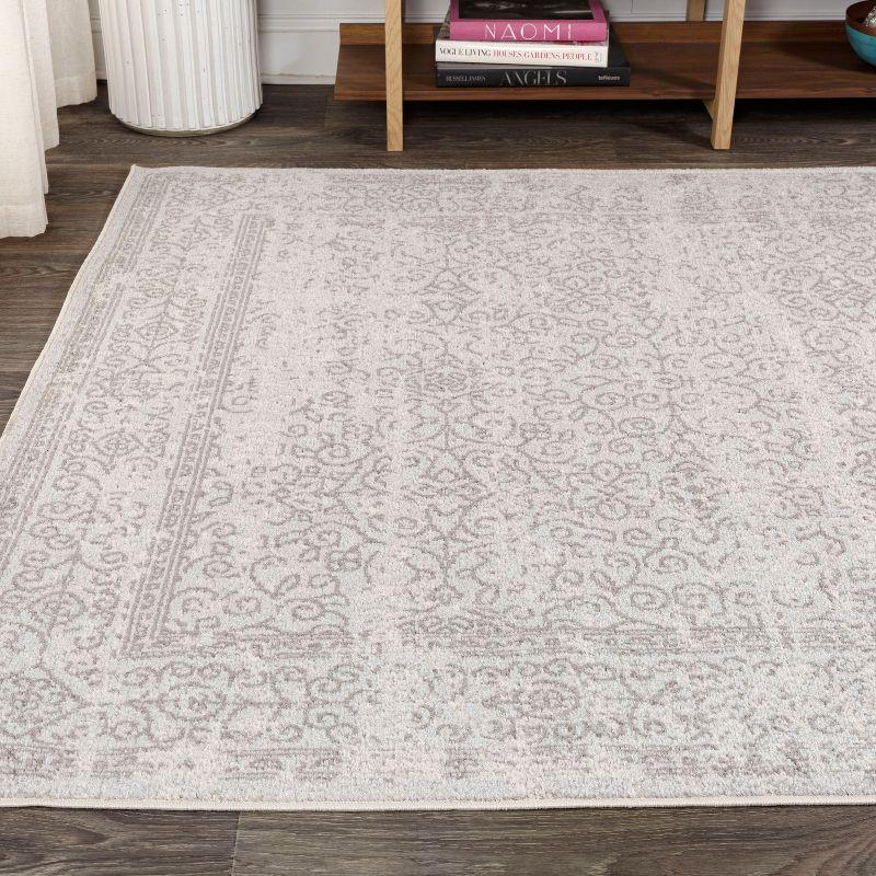 Inigo Black and White Cottage Medallion Area Rug - JONATHAN Y