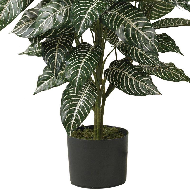 36" x 20" Artificial Zebra Silk Plant in Wicker Pot - Nearly Natural: Indoor Floor Plant Decoration