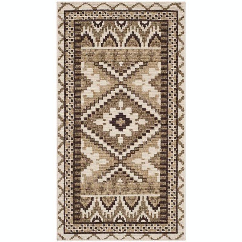 Veranda VER096 Power Loomed Indoor and Outdoor Accent Rug - Creme/Brown - 2'7"x5' - Safavieh.