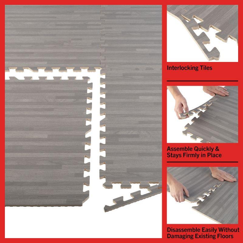 Stalwart EVA Foam Floor Tiles 6-Pack - 24 SQFT Woodgrain Puzzle Mats