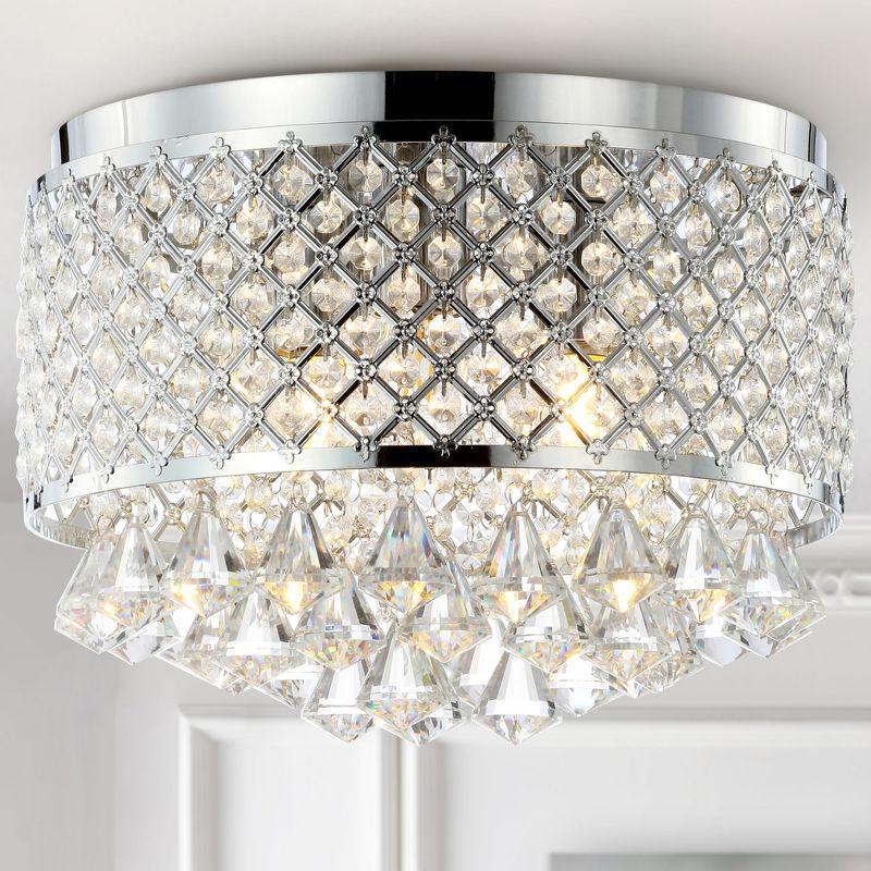 Evelyn 14.75" Chrome Crystal Drum LED Flush Mount Ceiling Light