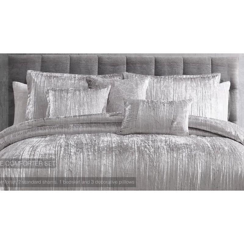 King Silver Crinkle Velvet 7-Piece Comforter Set