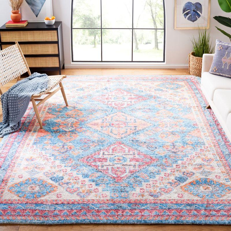 Saffron Blue and Rust Hand Loomed Wool Area Rug