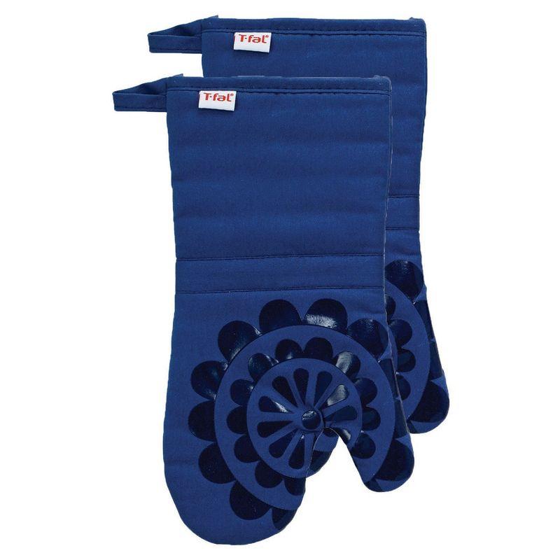 Blue Medallion Silicone and Cotton Oven Mitts, 2-Pack