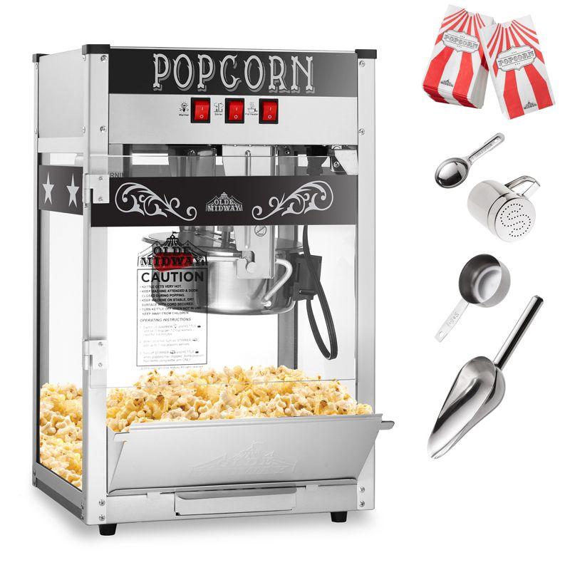 Olde Midway Commercial Popcorn Machine, Bar Style Popper with 8 Ounce Kettle