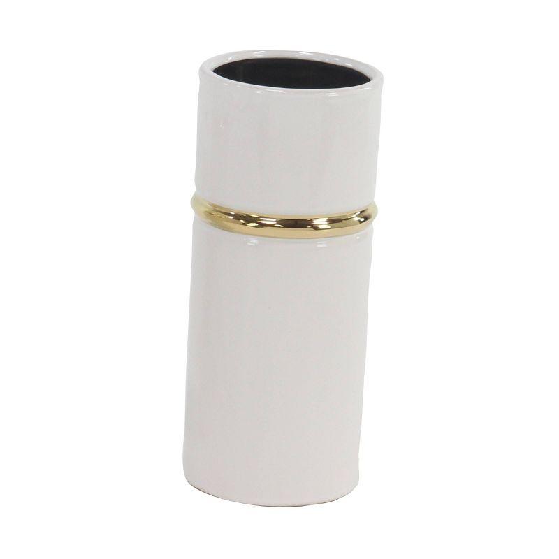 Set of 3 Modern Cylindrical Ceramic Vases White - Olivia & May