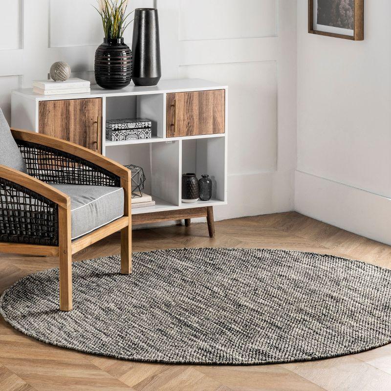 Nuloom Alessi Hand Woven Cotton Indoor Area Rug, Round 6', Gray