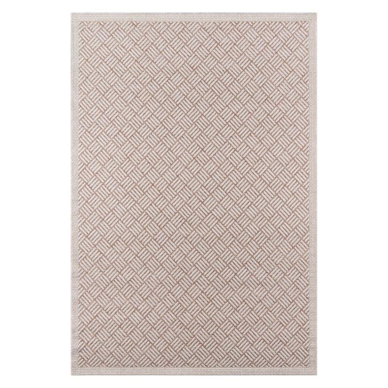 5'x7'6" Geometric Loomed Area Rug Tan - Momeni: Contemporary Indoor/Outdoor Low Pile, Machine Made, Polypropylene