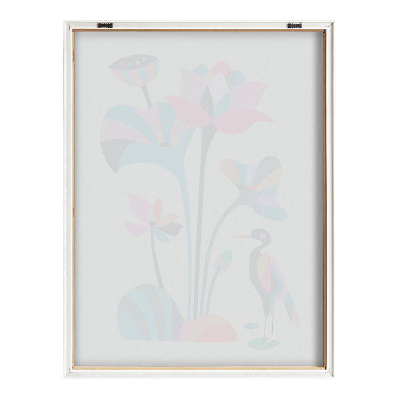 Mid Century Modern Lotus Framed Colorful Glass Wall Art