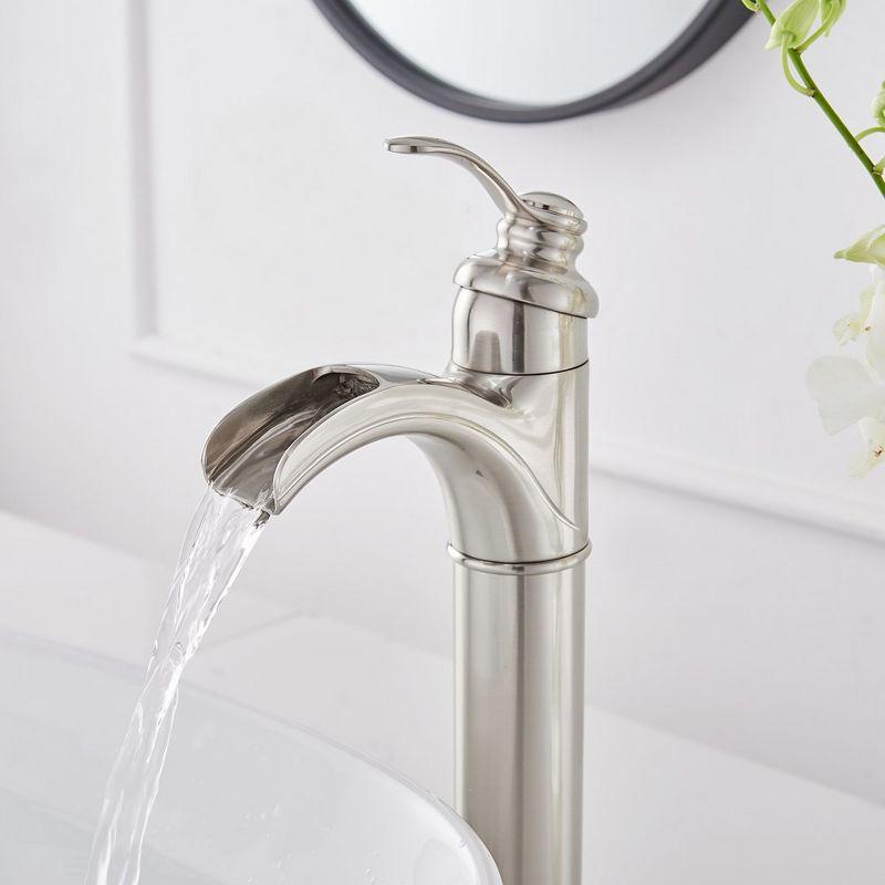 BWE Waterfall Single Hole Single-Handle Vessel Bathroom Faucet With Pop-up Drain Assembly