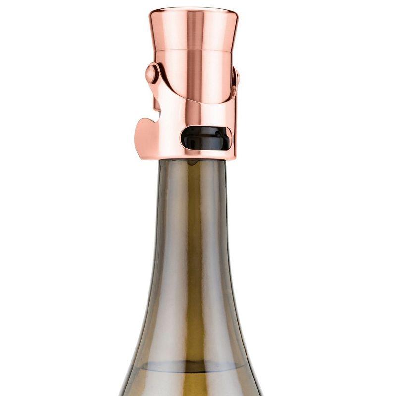 Viski Copper Champagne Stopper - Sparkling Wine Saver Bottle Stopper - Copper Plated Stainless Steel & Silicone Seal - Set of 1