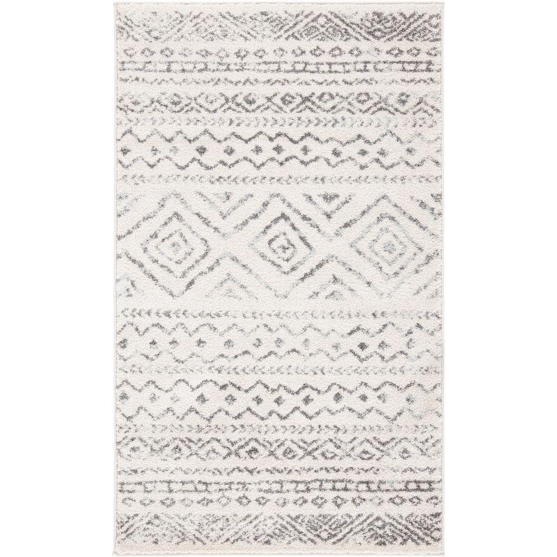 Ivory & Grey Moroccan Boho 2' x 4' Synthetic Area Rug