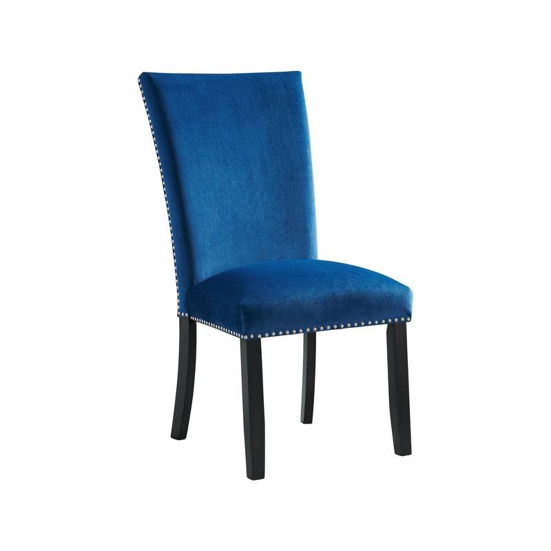 Francesca Transitional Glam Blue Velvet Upholstered Side Chair Set