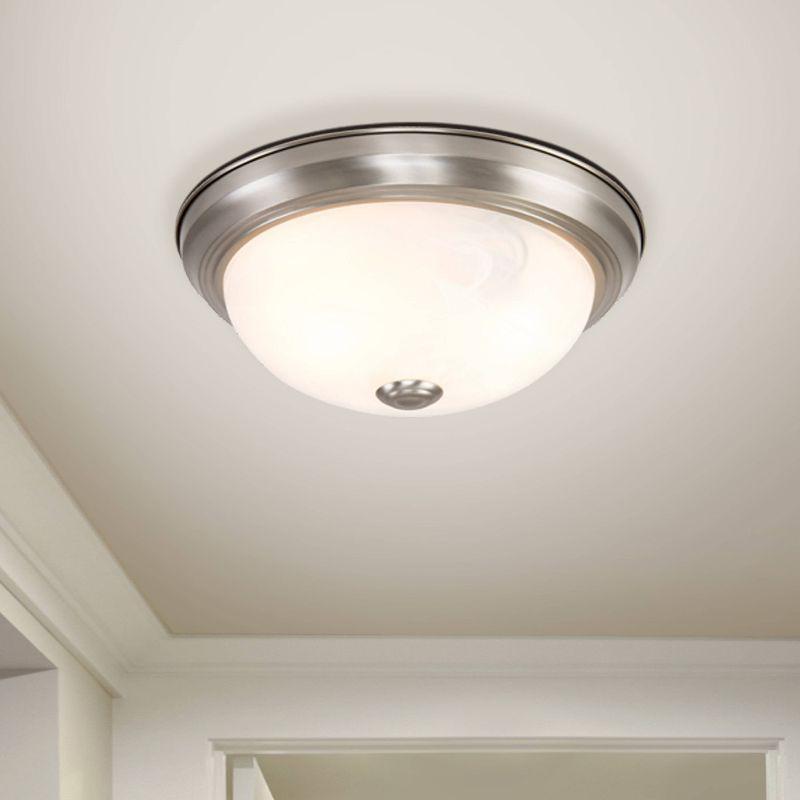 Yosemite 2 Light Flush Mount - Satin Nickel: UL Listed, Glass Shade, Metal Body, E26 Socket