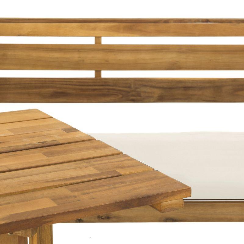 Wilton Balcony Corner Lounge - Indoor/Outdoor - PAT6754 - Teak Brown/Beige - Safavieh