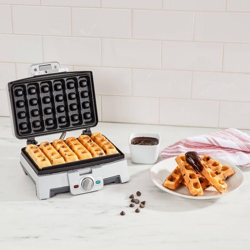 Cuisinart Non-Stick Waffle Stick Maker Stainless Steel Finish WAF-ST6: Adjustable Browning, 6 Cavities, 800W, Recipes Included