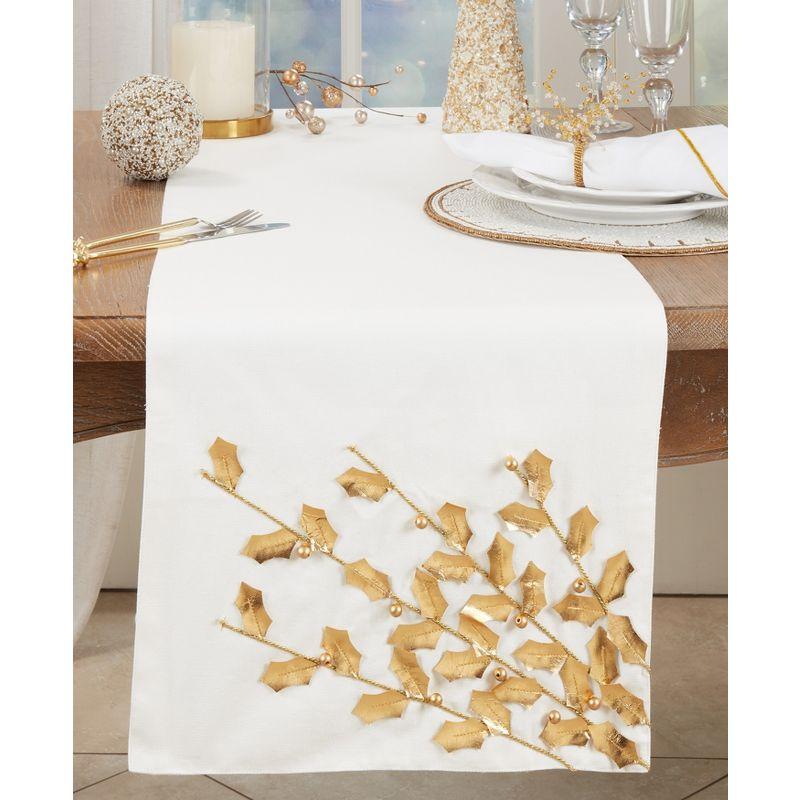 Saro Lifestyle Elegant Charm Poinsettia Branch Table Runner