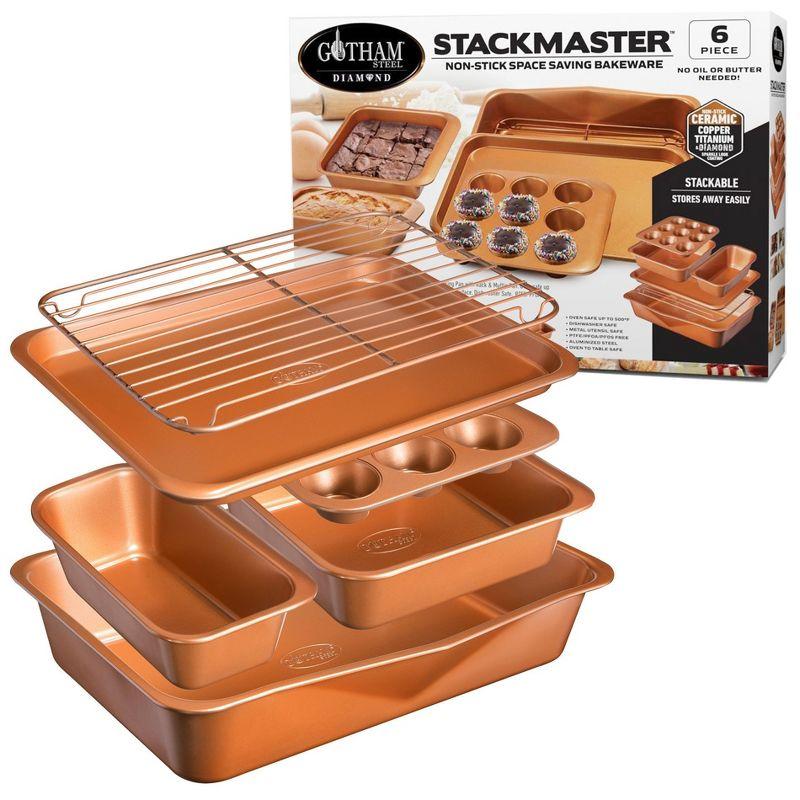 Copper Nonstick 6-Piece Stackable Bakeware Set