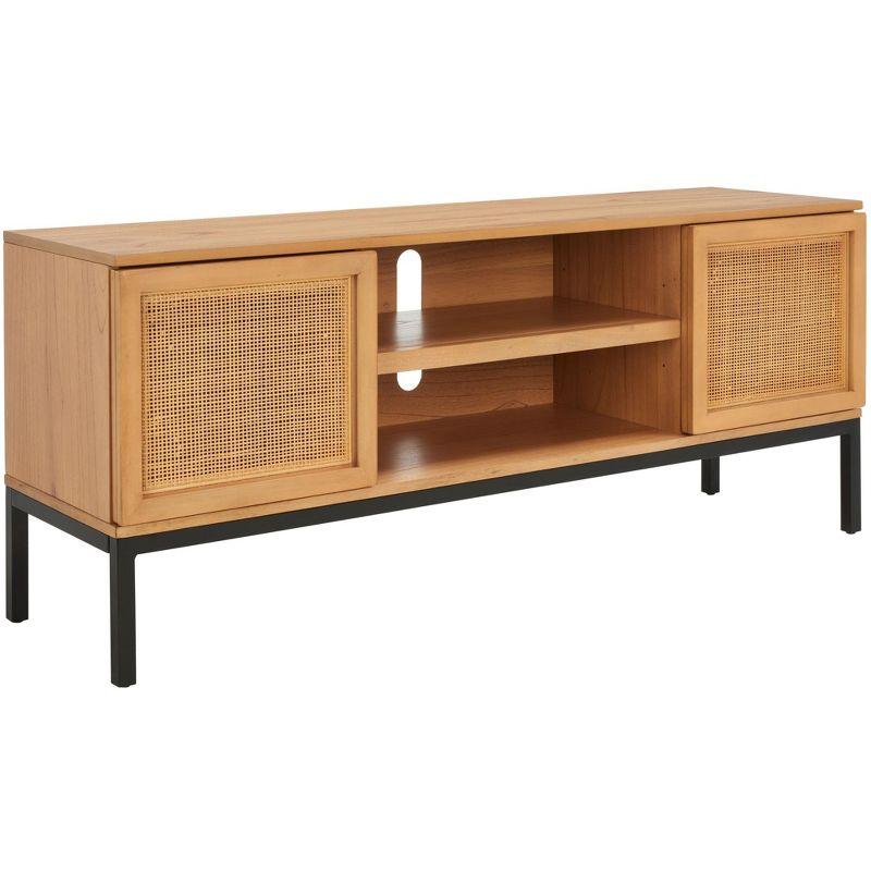 Zadie 2 Shelf Rattan Media Stand - MED5009 - Natural/Black - Safavieh