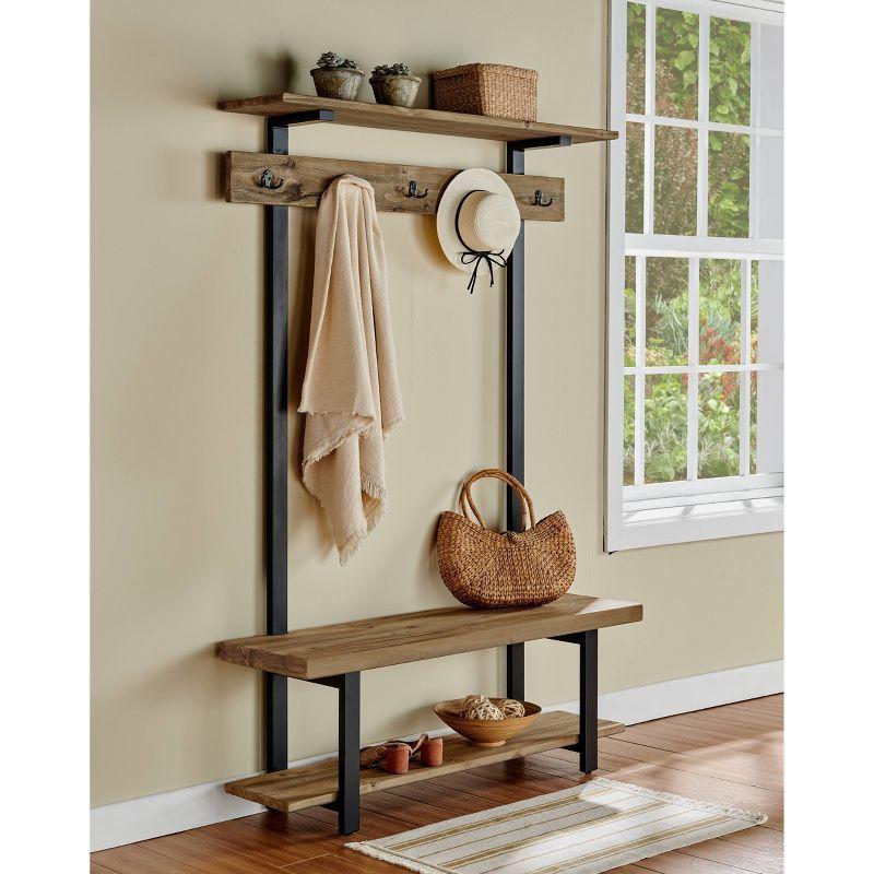 Pomona Entryway Hall Tree with Bench, Shelf and Coat Hooks - Alaterre Furniture