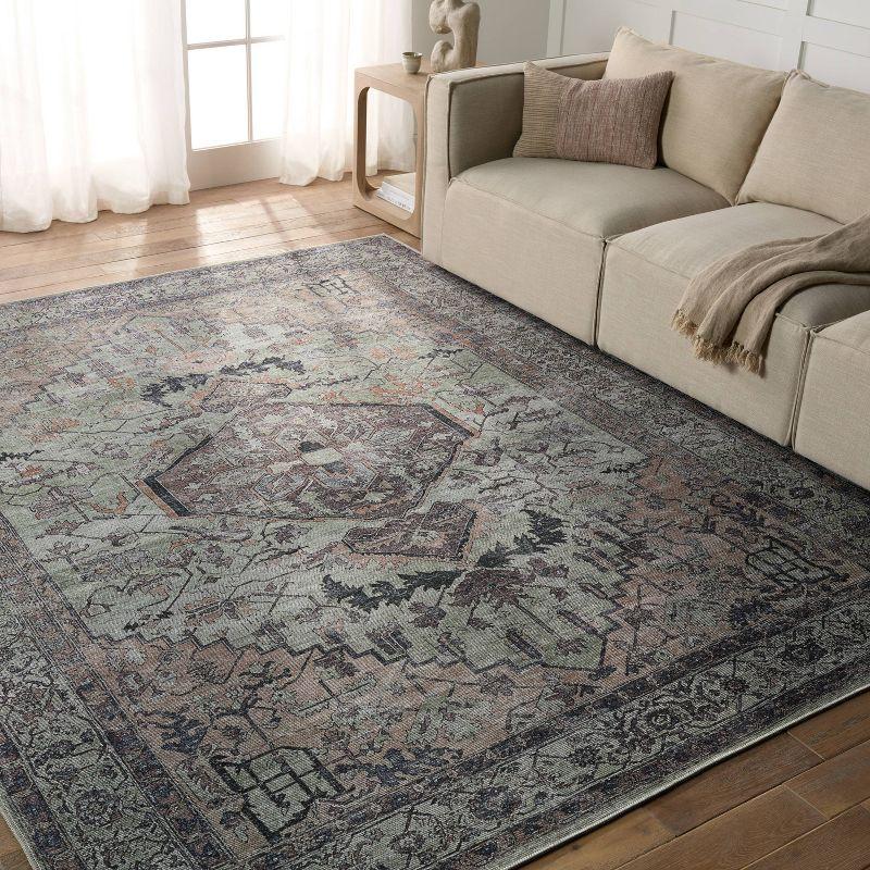 Elegance Reversible Medallion Gray Cotton-Synthetic 6'x5'3" Rug